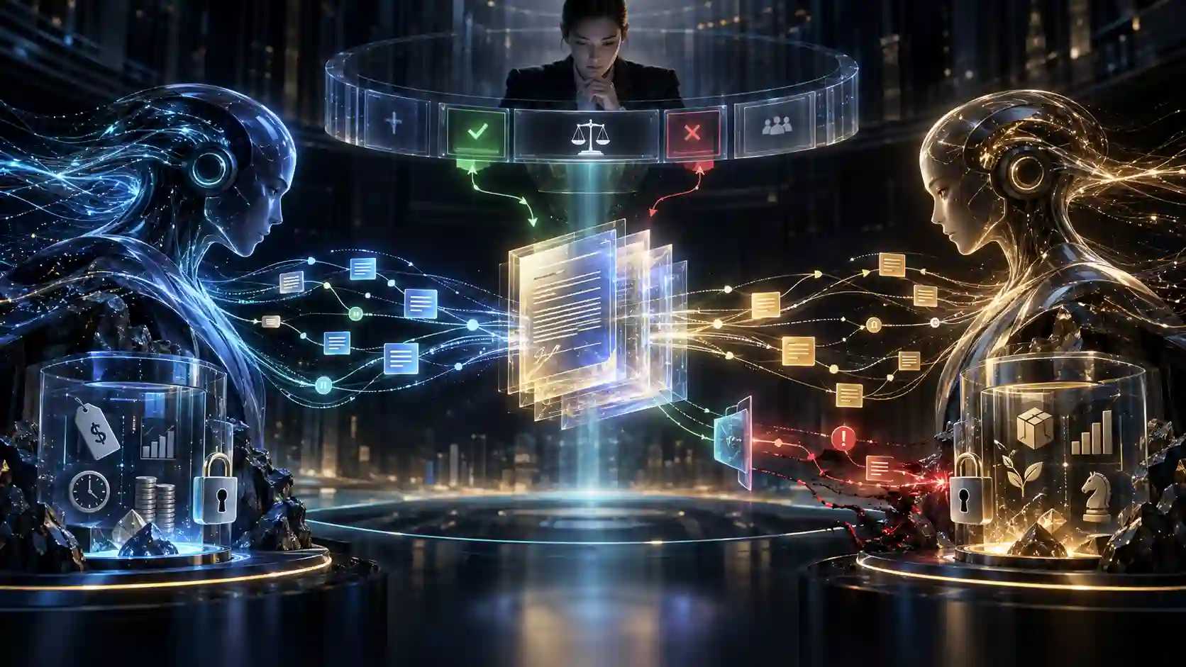AI negotiation agents autonomous bargaining map showing private information, offers, concessions, reservation values, approval boundaries and deal validation