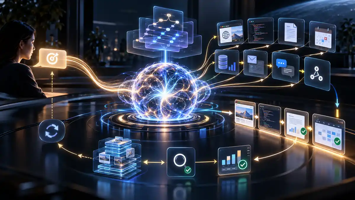 How agentic AI works through a goal, planning, tool use, action, observation, verification and retry loop